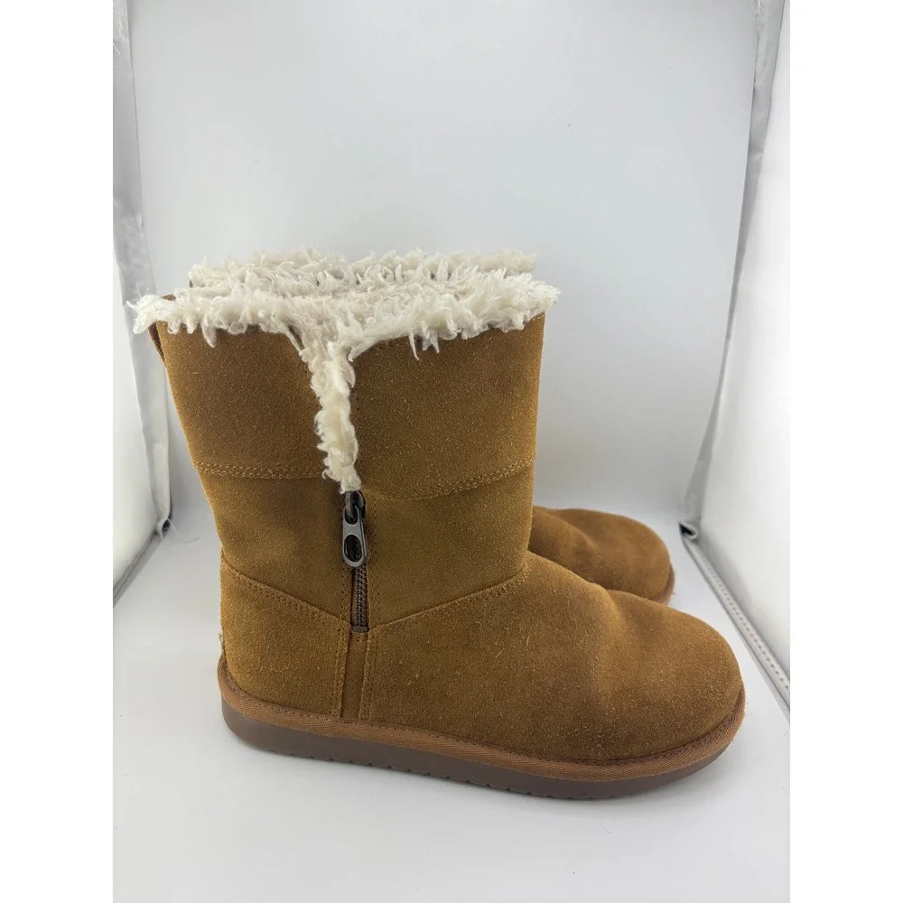 Koolaburra by UGG Kids Chestnut Suede Faux Fur Lined Winter Boots Size 4